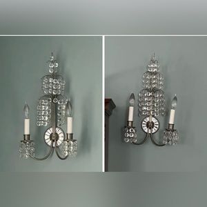 Set Of Two Vintage Crystal Sconces